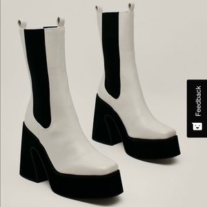 Faux Leather High Platform Chelsea Boots